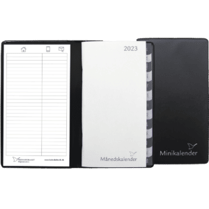 Mini månedskalender 2023 sort vinylomslag - 231701 0