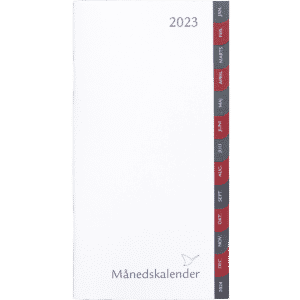 Månedskalender 2023 rød/grå faner, refill - 232100