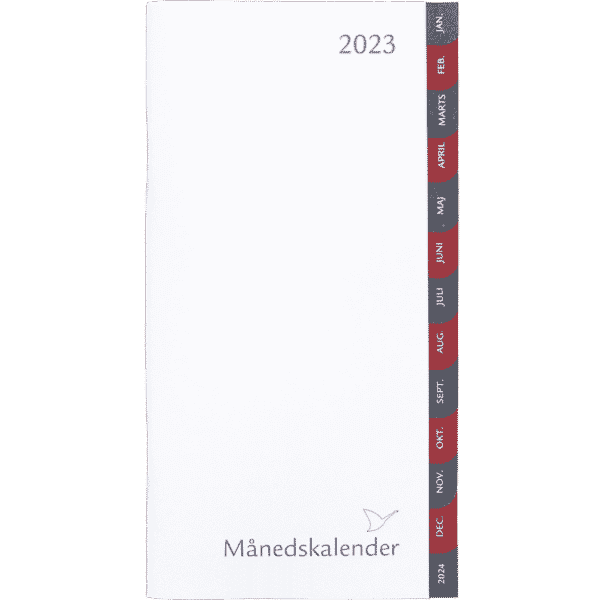 Månedskalender 2023 rød/grå faner, refill - 232100