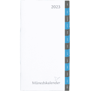 Månedskalender 2023 blå/grå faner, refill - 232200