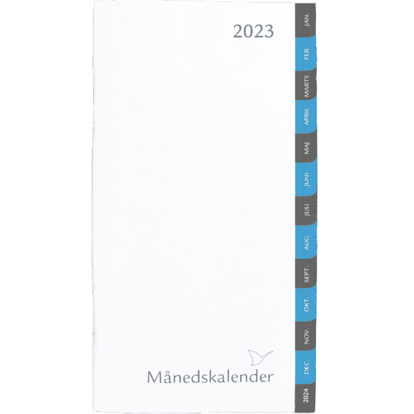 Månedskalender 2023 blå/grå faner, refill - 232200