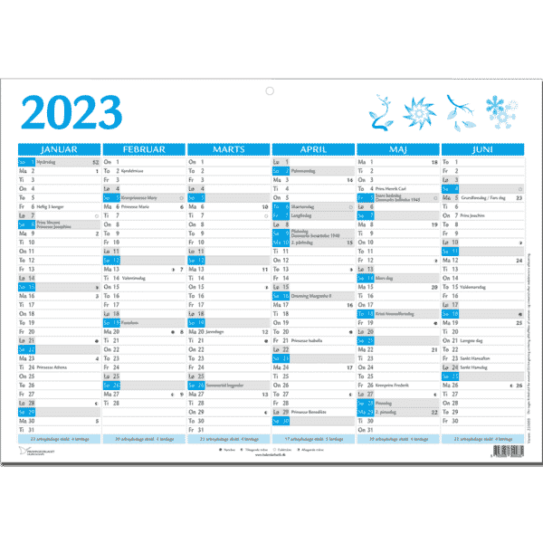 A5-vægkalender Blå 2023 - 233000