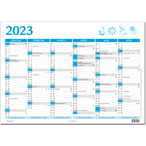 A4 vægkalender 2023, blå - 233125