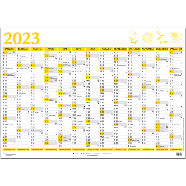 Kæmpekalender 2023 + januar 2024, gul - 233300