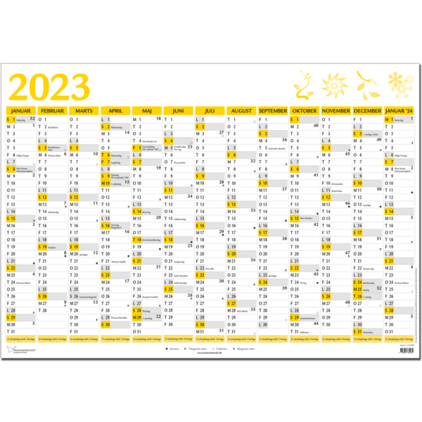 Kæmpekalender Whiteboard 2023 + januar 2024, gul - 233500