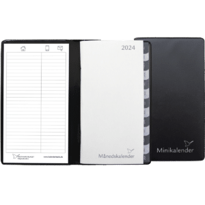 Mini månedskalender 2024 sort vinylomslag - 241701 0