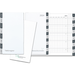 Refillsæt med månedskalender, telefon og adresseregister samt blok, grå/grå - 242010
