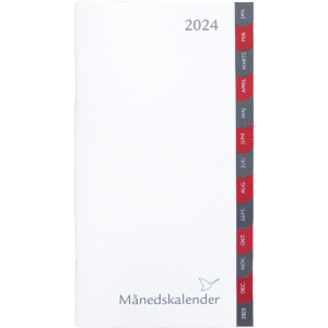 Månedskalender 2024 rød/grå faner, refill - 242100