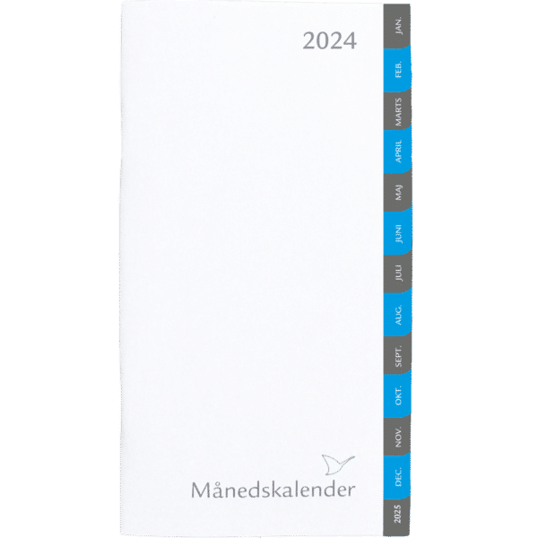 Månedskalender 2024 blå/grå faner, refill - 242200