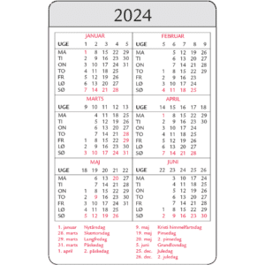 Mini årskalender, dankort str. 2024 - 242900