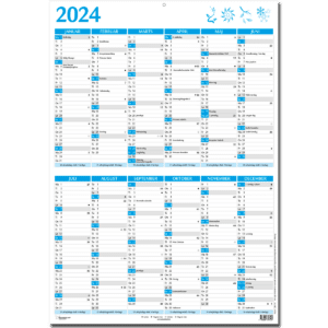 Dobbelt A4 vægkalender 2024, blå - 243175