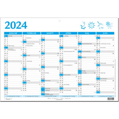 A3 vægkalender 2024, blå