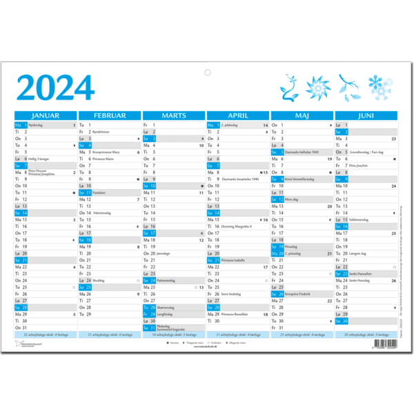 A3 vægkalender 2024, blå - 243225