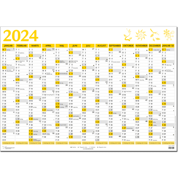 Kæmpekalender 2024 + januar 2025, gul