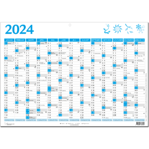 A3 vægkalender 2024 + januar 2025, blå - 243375