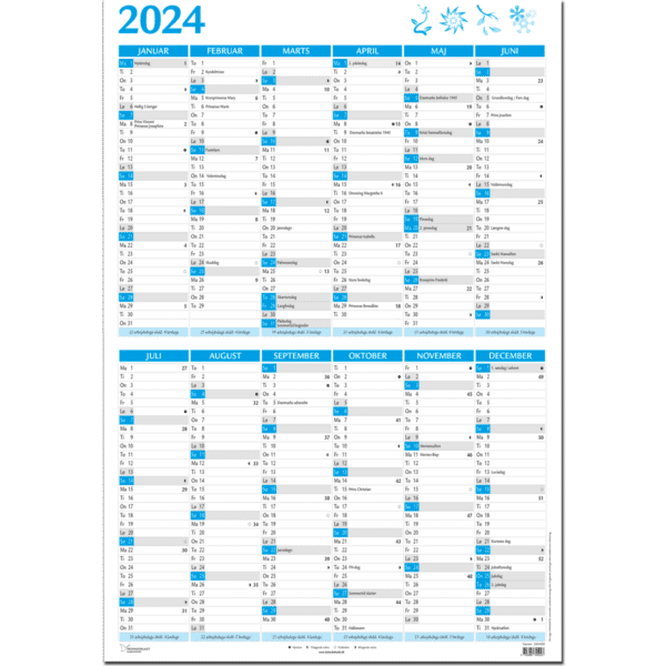 Kæmpekalender højformat 2024, blå - 243450