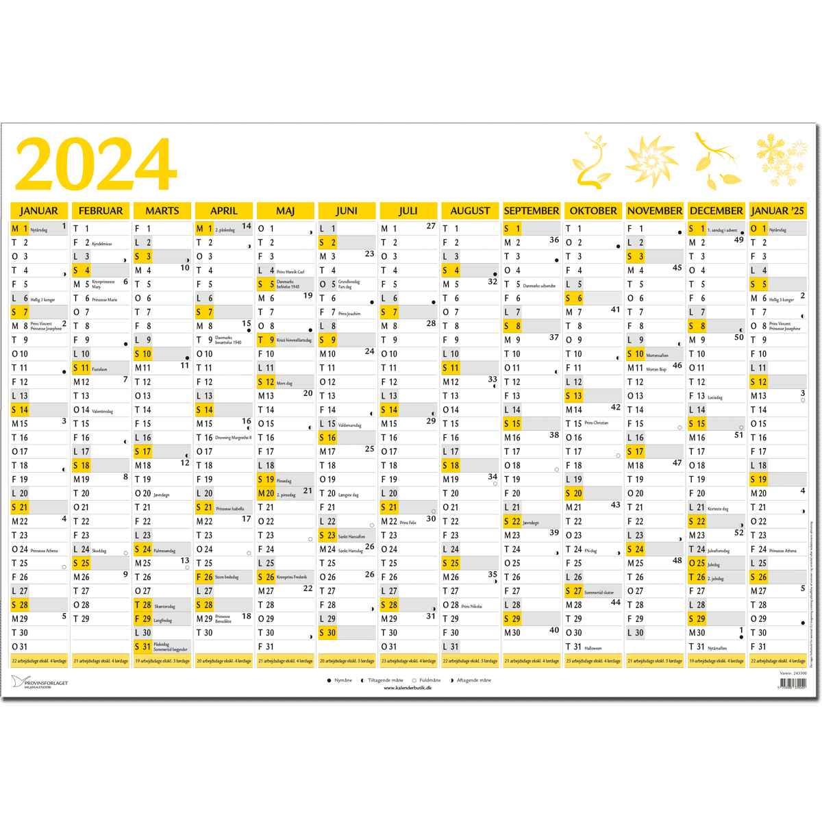 Stor whiteboard kalender for 2024 » Størrelse 98 x 68,5 cm