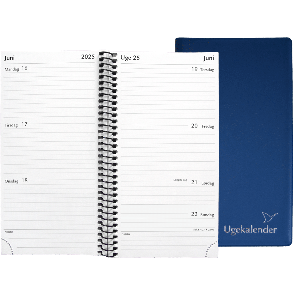 Spiral ugekalender 2025, blå | Kalenderbutik