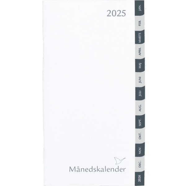 Månedskalender 2025 grå/grå faner, refill - 252000