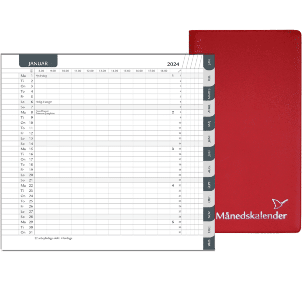 Månedskalender med kalender, telefontavle og notesblok - 252006 0