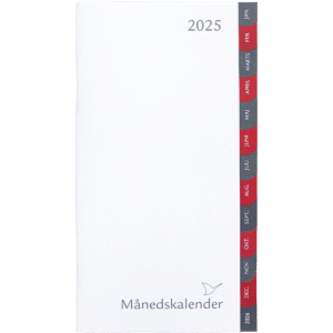 Månedskalender 2025 rød/grå faner, refill - 252100