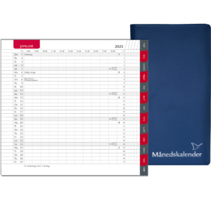 Månedskalender 2025 med kalender, telefontavle og notesblok, blå - 252106 3