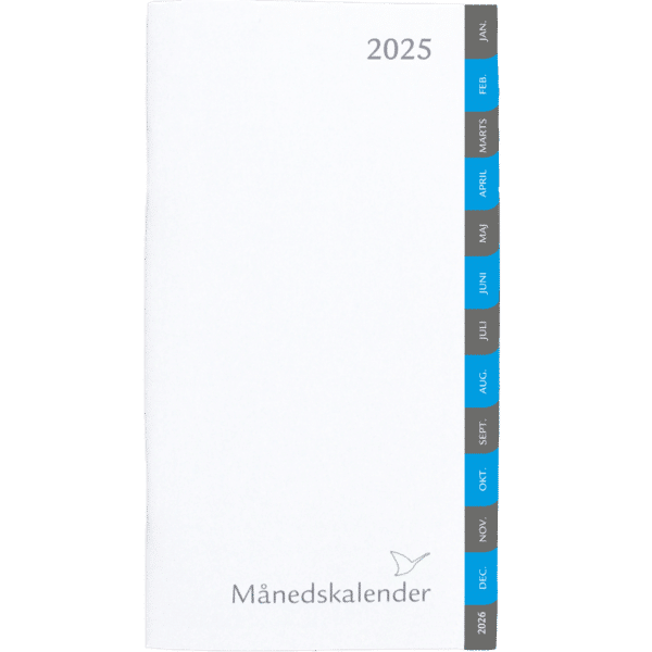 Månedskalender 2025 blå/grå faner, refill - 252200