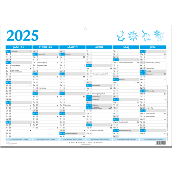 A5-vægkalender Blå 2025 - 253000