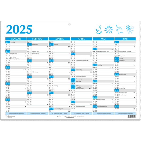 A4 vægkalender 2025, blå - 253125 1