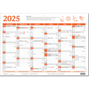 A3 vægkalender 2025, rød - 253200