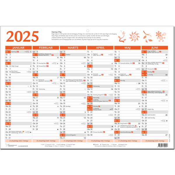 A3 vægkalender 2025, rød - 253200