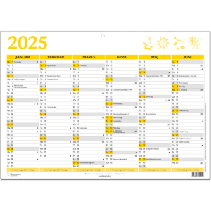 A3 vægkalender 2025, gul - 253250