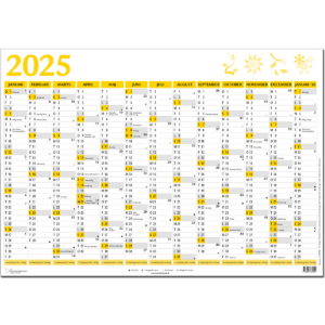 A2 vægkalender 2025 + januar 2026, gul - 253350