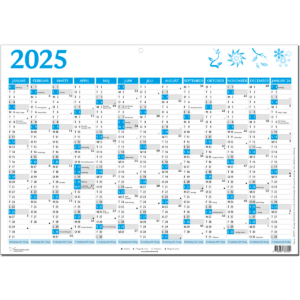 A3 vægkalender 2025 + januar 2026, blå - 253375