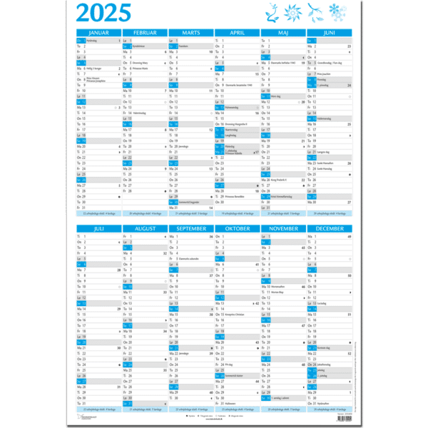 Kæmpekalender højformat 2025, blå - 253450