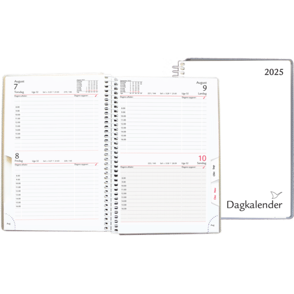 Dagkalender 2 dage pr. side 2025, hvid - 254566 2