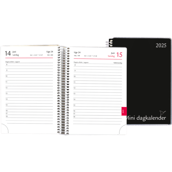 Mini dagkalender 2025 med 1 dag pr. side Sort - 254581 1