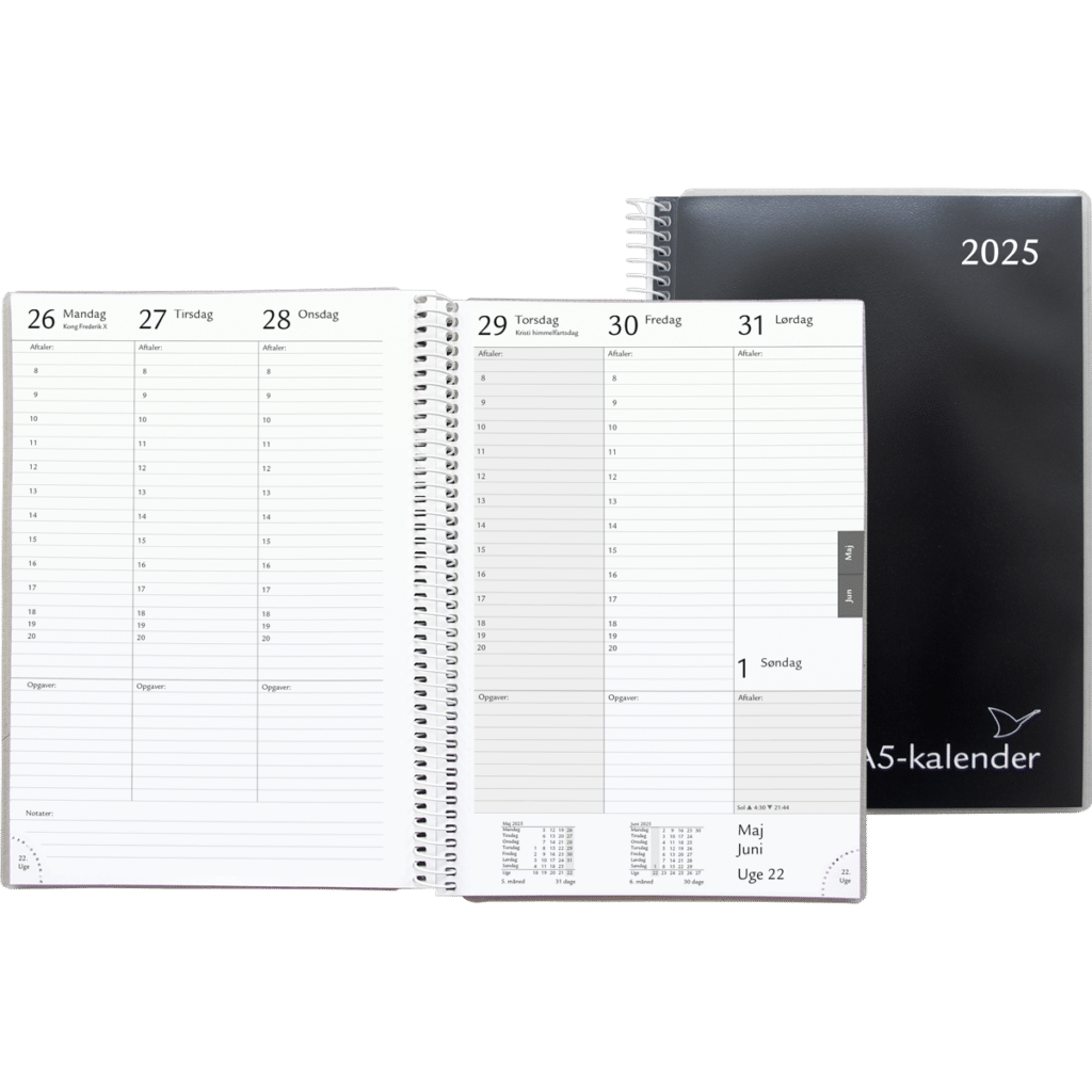 A5-kalender 2025, sort | Kalenderbutik