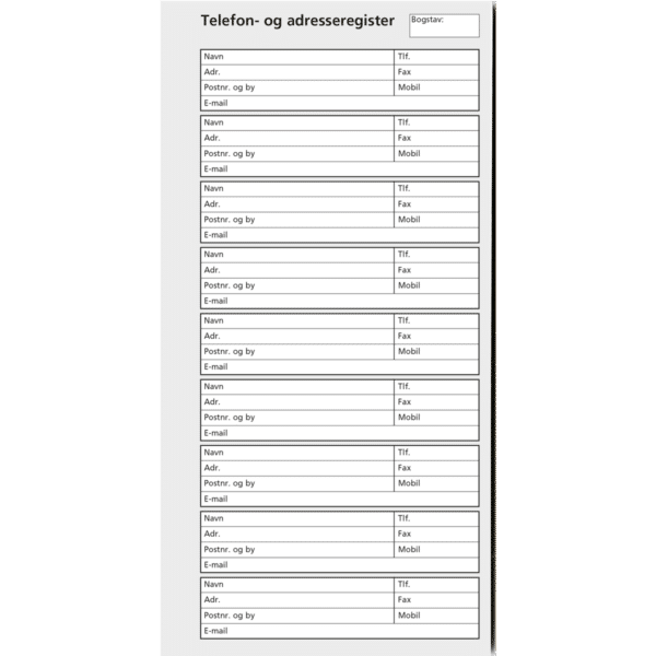 Telefonadresseregister til part-timer - 259451