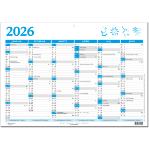 A4 vægkalender 2026, blå - 263125