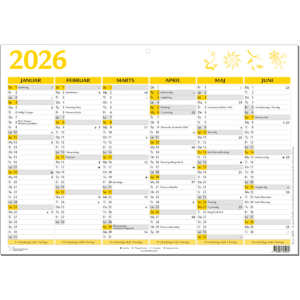 A3 vægkalender 2026 Gul - 263250