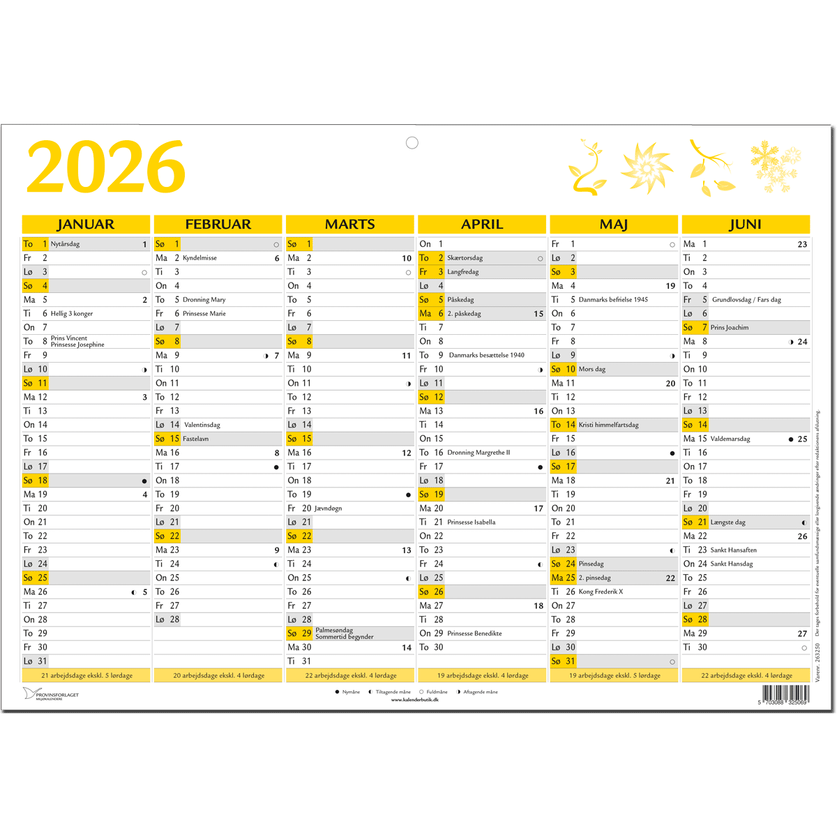 Kalender 2026 Med Helligdage Print