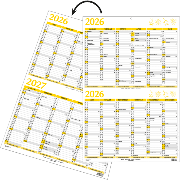 Dobbelt A3 vægkalender 2026/27 - 263275