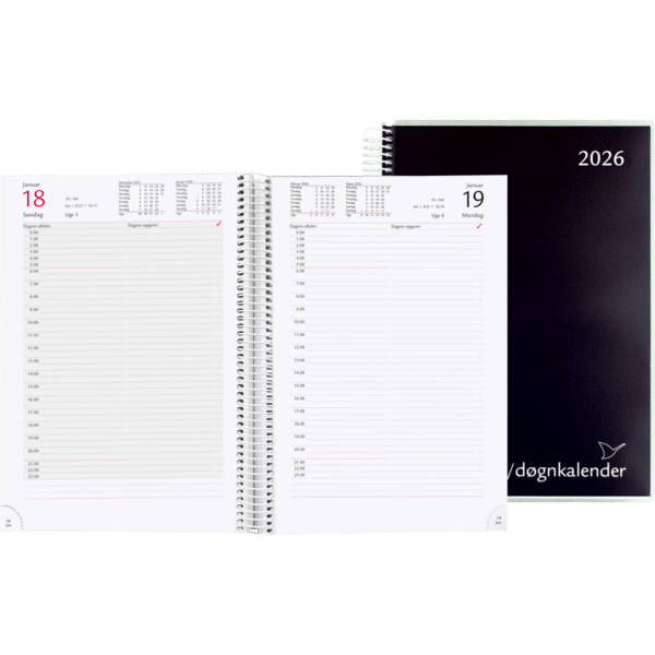 Time/døgnkalender 2026, sort - 264806 3 a