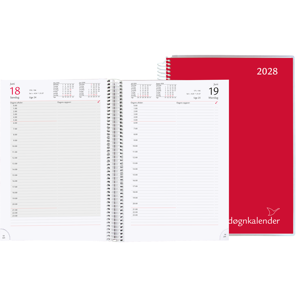 Time/døgnkalender 2028, rød 2 Time/døgnkalender 2028, rød - Image 2